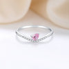 Women's S925 Silver Ring With Drop Shape And Pink Zircon Diamond Design Simple Natural Style