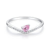 Women's S925 Silver Ring With Drop Shape And Pink Zircon Diamond Design Simple Natural Style