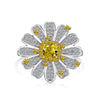 Women's S925 Silver Ring With Geometric Style And Sunflower Pattern Electroplated