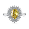 Women's S925 Silver Ring With Geometric Style And Sunflower Pattern Electroplated