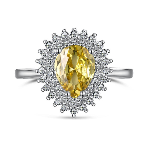Women's S925 Silver Ring With Geometric Style And Sunflower Pattern Electroplated