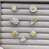 Women's S925 Silver Ring With Geometric Style And Sunflower Pattern Electroplated