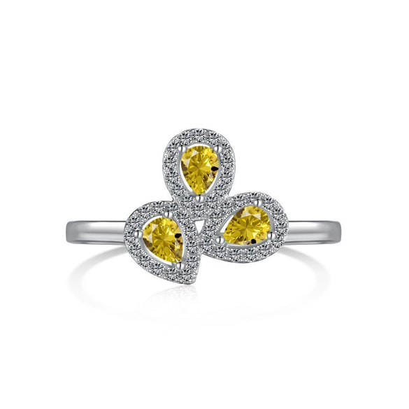 Women's S925 Silver Ring With Geometric Style And Sunflower Pattern Electroplated