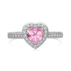 Women's S925 Silver Ring With Heart Shape And Geometric Pattern Electroplated Set With 8A Zircon And Rhinestone Elegant Style