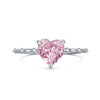 Women's S925 Silver Ring With Heart Shape And Geometric Pattern Electroplated Set With 8A Zircon And Rhinestone Elegant Style