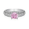 Women's S925 Silver Ring With Heart Shape And Geometric Pattern Electroplated Set With 8A Zircon And Rhinestone Elegant Style