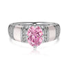 Women's S925 Silver Ring With Heart Shape And Geometric Pattern Electroplated Set With 8A Zircon And Rhinestone Elegant Style