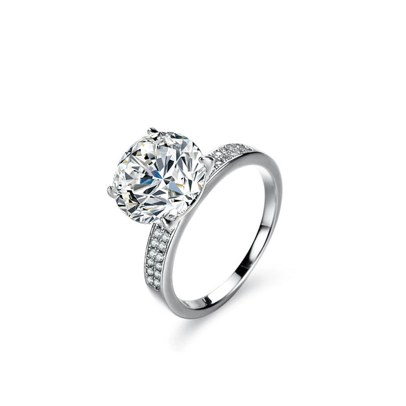 Women's S925 Silver Ring With Moissanite And Rhombus Design
