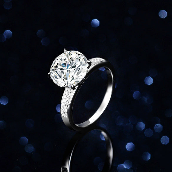 Women's S925 Silver Ring With Moissanite And Rhombus Design