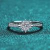Women's S925 Silver Ring With Mosaic Moissanite Flowers Styling And Pt950 Platinum Electroplating