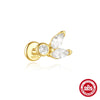 Women's S925 Silver Simple Elegant Compact Zircon Flat Puncture Earrings With Flower Design And Electroplating