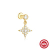 Women's S925 Silver Simple Elegant Compact Zircon Flat Puncture Earrings With Flower Design And Electroplating