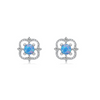 Women's S925 Silver Square Earrings With Diamond Pattern And Crown Styling