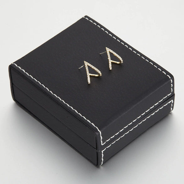 Women's S925 Silver Vshaped Zircon Earrings With Geometric Style And Real Gold Plating