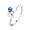 Women's S925 Sterling Silver Adjustable Geometric Bee Crown Opening Ring Natural Plants And Flowers Style