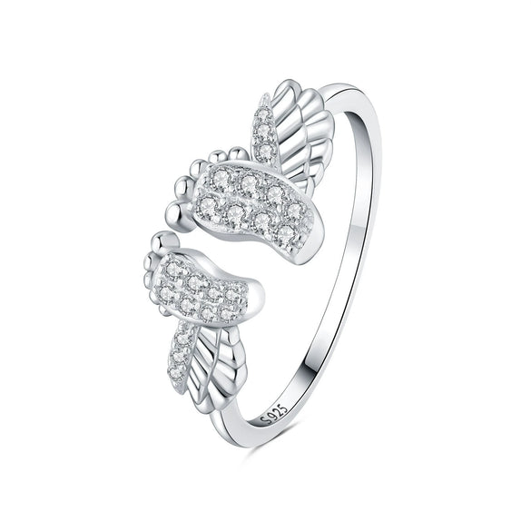 Women's S925 Sterling Silver Adjustable Geometric Bee Crown Opening Ring Natural Plants And Flowers Style