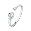 Women's S925 Sterling Silver Adjustable Geometric Bee Crown Opening Ring Natural Plants And Flowers Style