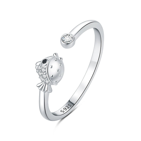 Women's S925 Sterling Silver Adjustable Geometric Bee Crown Opening Ring Natural Plants And Flowers Style
