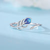 Women's S925 Sterling Silver Adjustable Geometric Bee Crown Opening Ring Natural Plants And Flowers Style