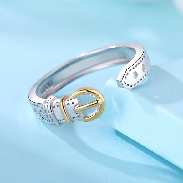 Women's S925 Sterling Silver Adjustable Geometric Bee Crown Opening Ring Natural Plants And Flowers Style