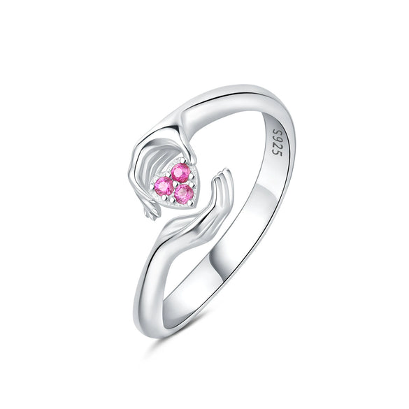 Women's S925 Sterling Silver Adjustable Geometric Bee Crown Opening Ring Natural Plants And Flowers Style