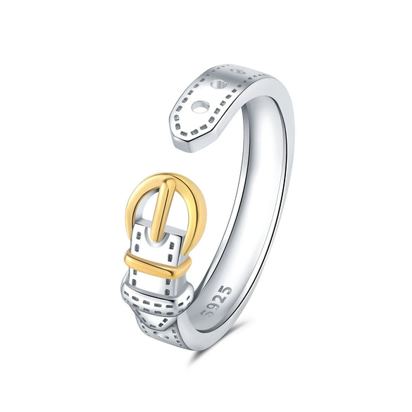 Women's S925 Sterling Silver Adjustable Geometric Bee Crown Opening Ring Natural Plants And Flowers Style