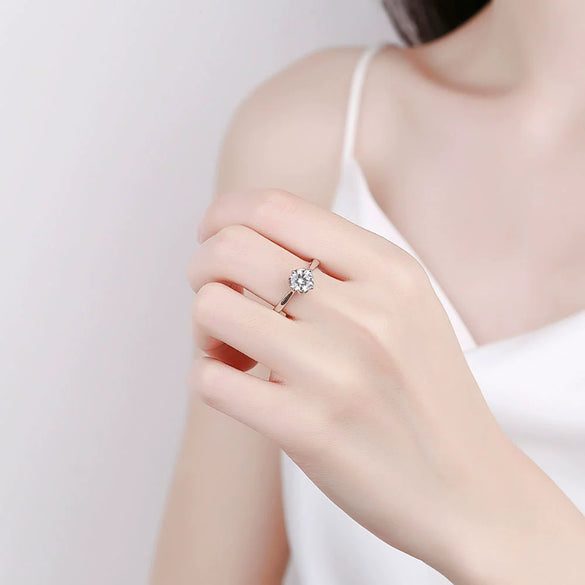 Women's S925 Sterling Silver Adjustable Open Ring With Four Claw Floral Leaf Design Electroplated Fashion Geometric Ring