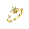 Women's S925 Sterling Silver Adjustable Open Ring With Geometric Rotating Design And Zircon Inlay Electroplated Finish