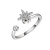 Women's S925 Sterling Silver Adjustable Open Ring With Geometric Rotating Design And Zircon Inlay Electroplated Finish