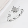 Women's S925 Sterling Silver Adjustable Open Ring With Geometric Rotating Design And Zircon Inlay Electroplated Finish
