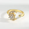 Women's S925 Sterling Silver Adjustable Rotating Anxiety Ring With Zircon Electroplated Spinner Band