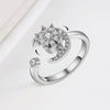 Women's S925 Sterling Silver Adjustable Rotating Anxiety Ring With Zircon Electroplated Spinner Band