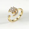 Women's S925 Sterling Silver Adjustable Rotating Anxiety Ring With Zircon Electroplated Spinner Band