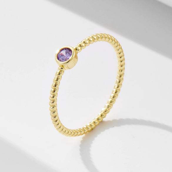 Women's S925 Sterling Silver Amethyst Zircon Geometric Ring