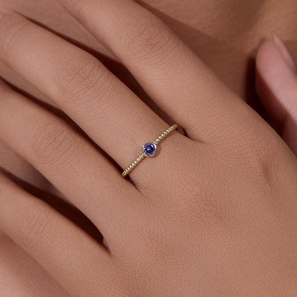 Women's S925 Sterling Silver Amethyst Zircon Geometric Ring