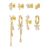 Women's S925 Sterling Silver And Copper Geometric Butterfly Chain Tassel Earrings With Zirconia