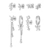 Women's S925 Sterling Silver And Copper Geometric Butterfly Chain Tassel Earrings With Zirconia