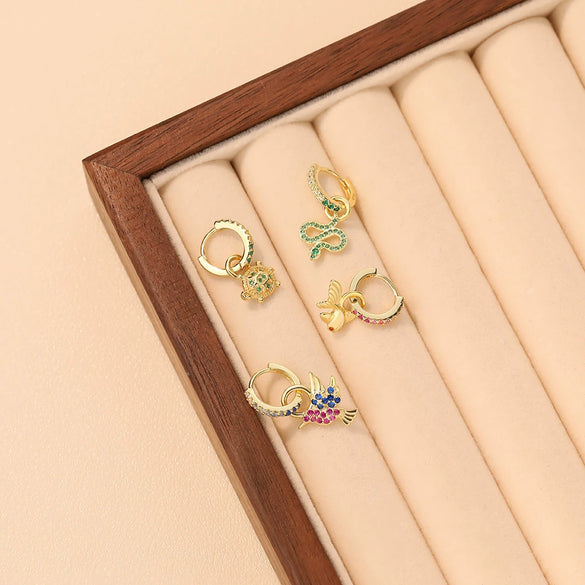 Women's S925 Sterling Silver Animal Zodiac Zircon Earrings With Niche Design Sense