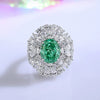 Women's S925 Sterling Silver Aquamarine Inlaid Ice Flower Cut Zircon Ring With Geometric Style