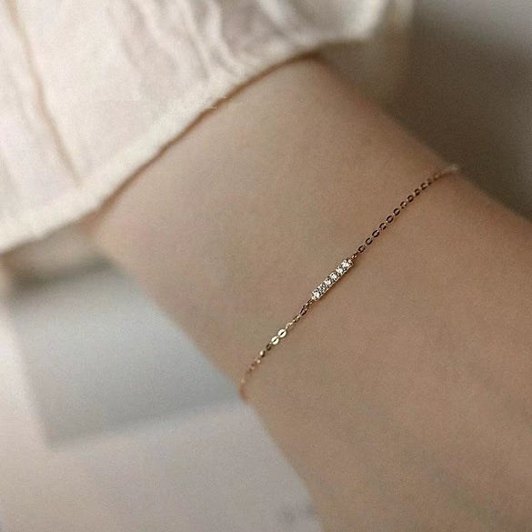 Women's S925 Sterling Silver Bracelet Diamondencrusted Geometric Style