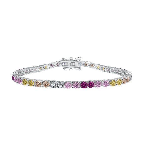 Women's S925 Sterling Silver Bracelet With Colorful Zircon Flower Butterfly Love Water Drop Design Light Luxury Style Geometric Pattern