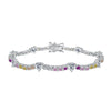 Women's S925 Sterling Silver Bracelet With Colorful Zircon Flower Butterfly Love Water Drop Design Light Luxury Style Geometric Pattern