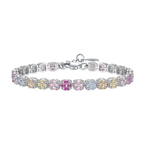Women's S925 Sterling Silver Bracelet With Colorful Zircon Flower Butterfly Love Water Drop Design Light Luxury Style Geometric Pattern