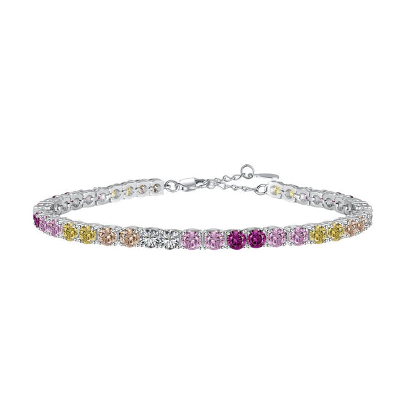 Women's S925 Sterling Silver Bracelet With Colorful Zircon Flower Butterfly Love Water Drop Design Light Luxury Style Geometric Pattern