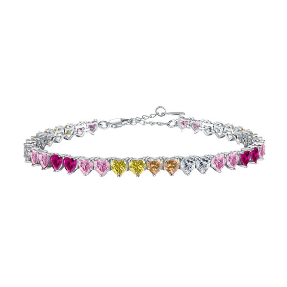 Women's S925 Sterling Silver Bracelet With Colorful Zircon Flower Butterfly Love Water Drop Design Light Luxury Style Geometric Pattern