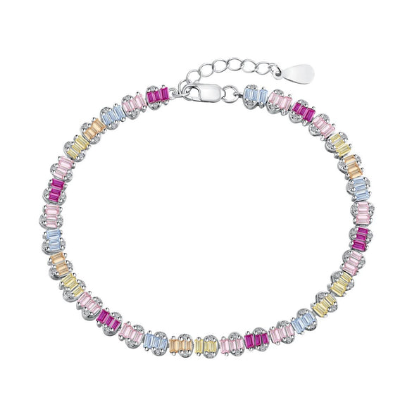 Women's S925 Sterling Silver Bracelet With Colorful Zircon Flower Butterfly Love Water Drop Design Light Luxury Style Geometric Pattern