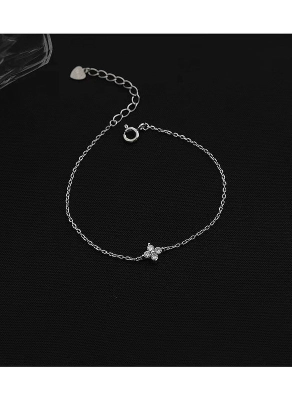 Women's S925 Sterling Silver Bracelet With Four Leaf Clover Pattern And 14K Gold Plated Fine Zircon Light Luxury Elegant Style