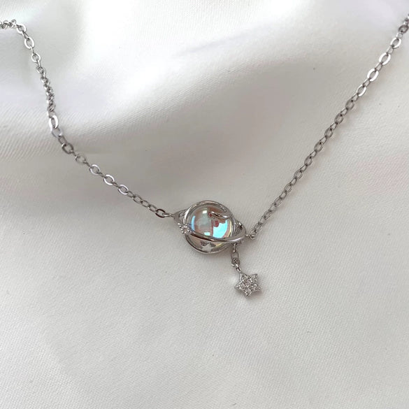 Women's S925 Sterling Silver Bracelet With Glittering Moon Stone And Star Embellishment Electroplating Design