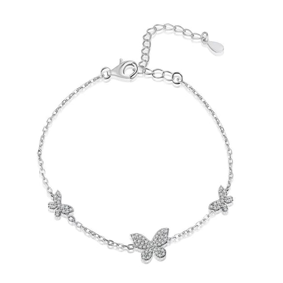 Women's S925 Sterling Silver Butterfly Microinlaid Zircon Electroplated Bracelet Insects Style