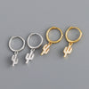 Women's S925 Sterling Silver Cactus Shaped Zirconia Inlay Earrings Plant Style Ear Buckle Earrings